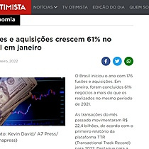 Fuses e aquisies crescem 61% no Brasil em janeiro